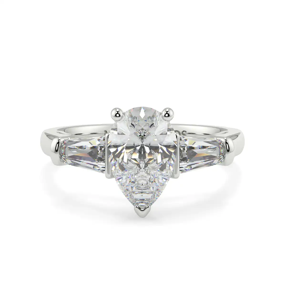 Pear With Baguett Trilogy Ring