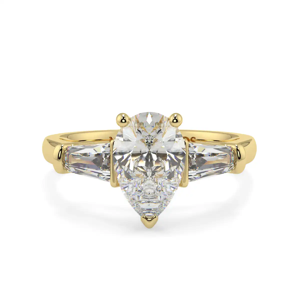 Pear With Baguett Trilogy Ring