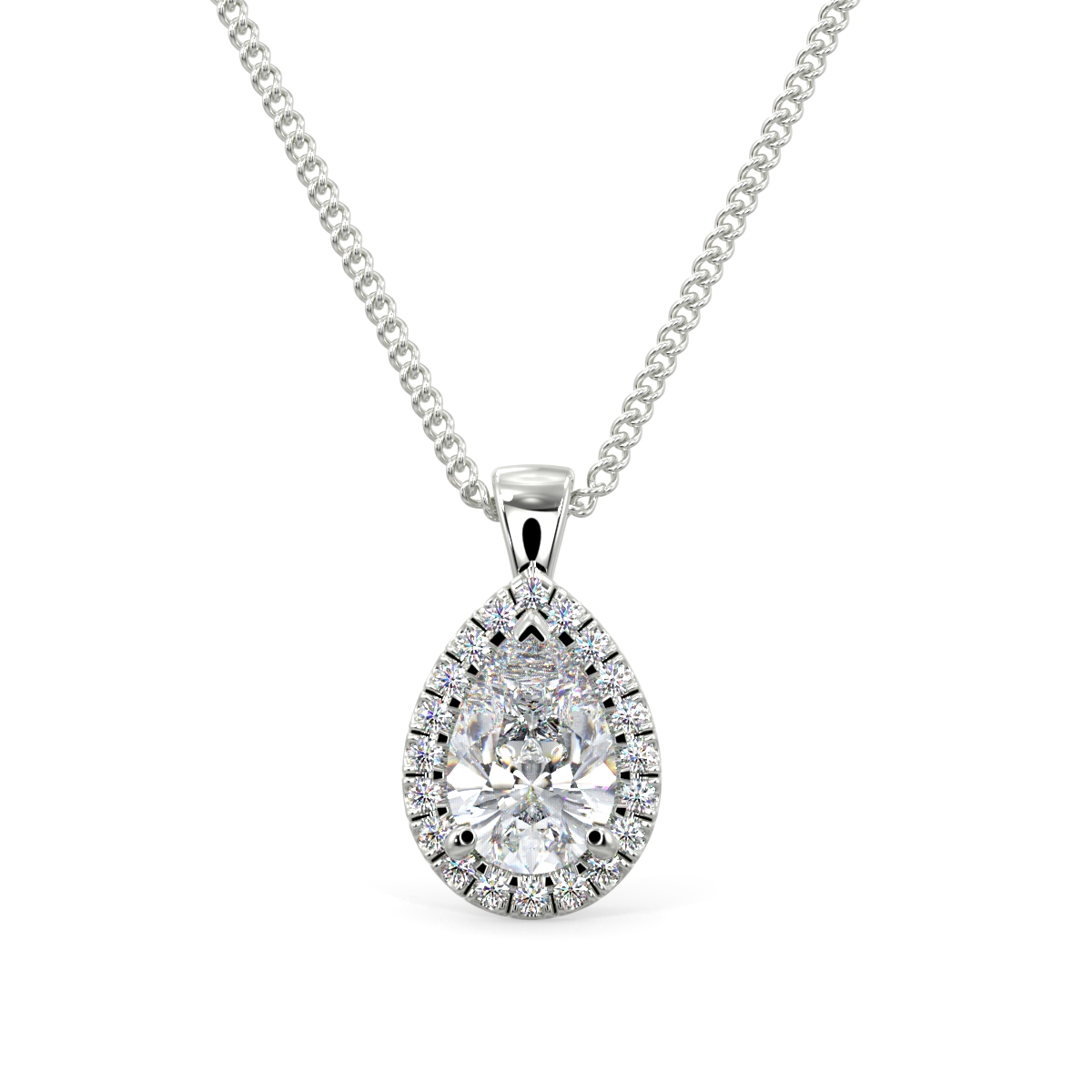 Pear Shape Pave Halo Pendent