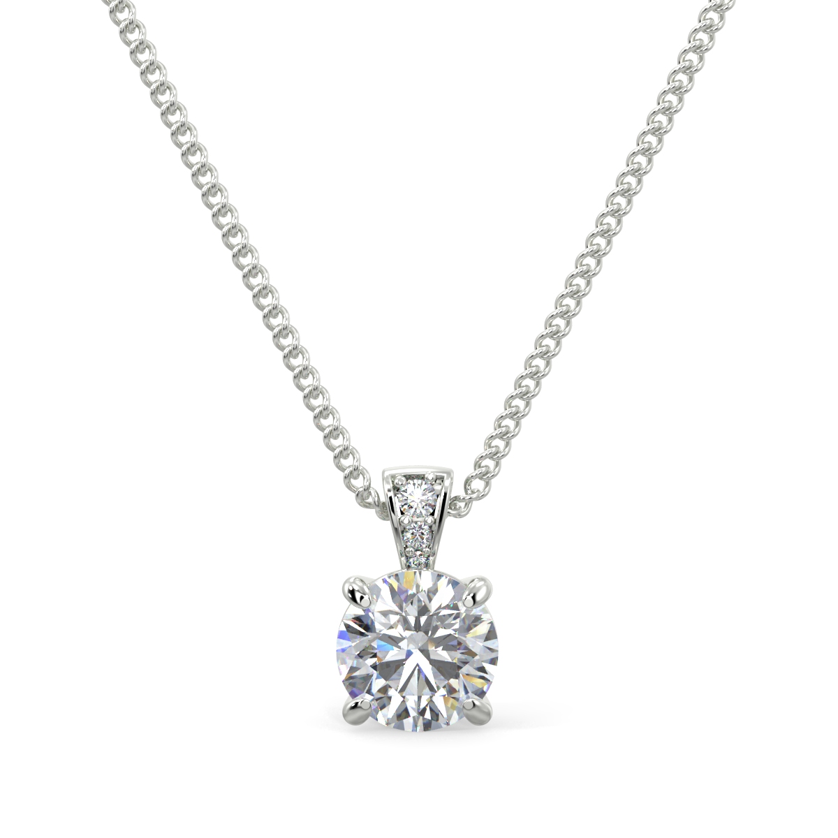 Round Solitaire Pave Bail Pendent
