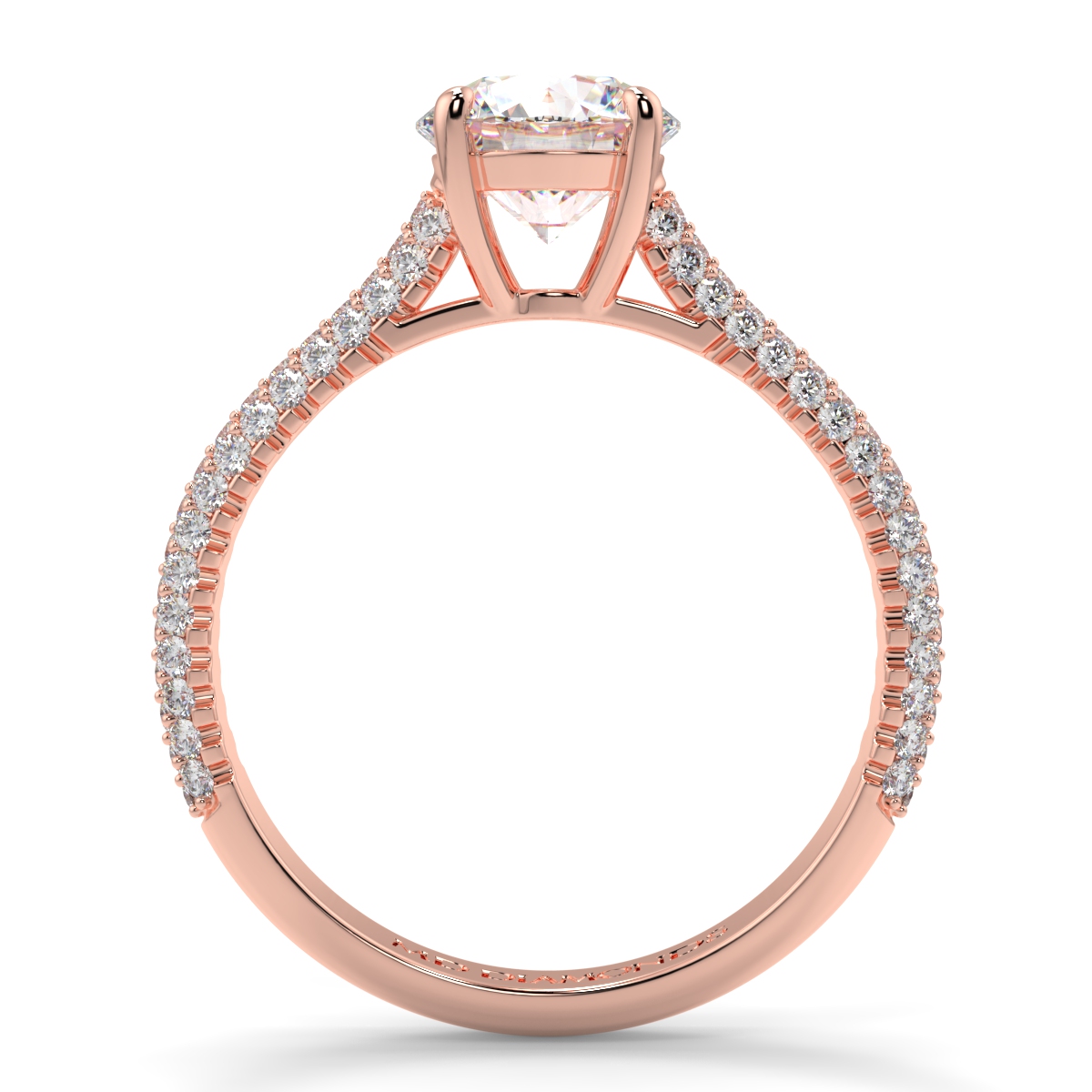 Round Mumbai Pave Set Diamond Ring