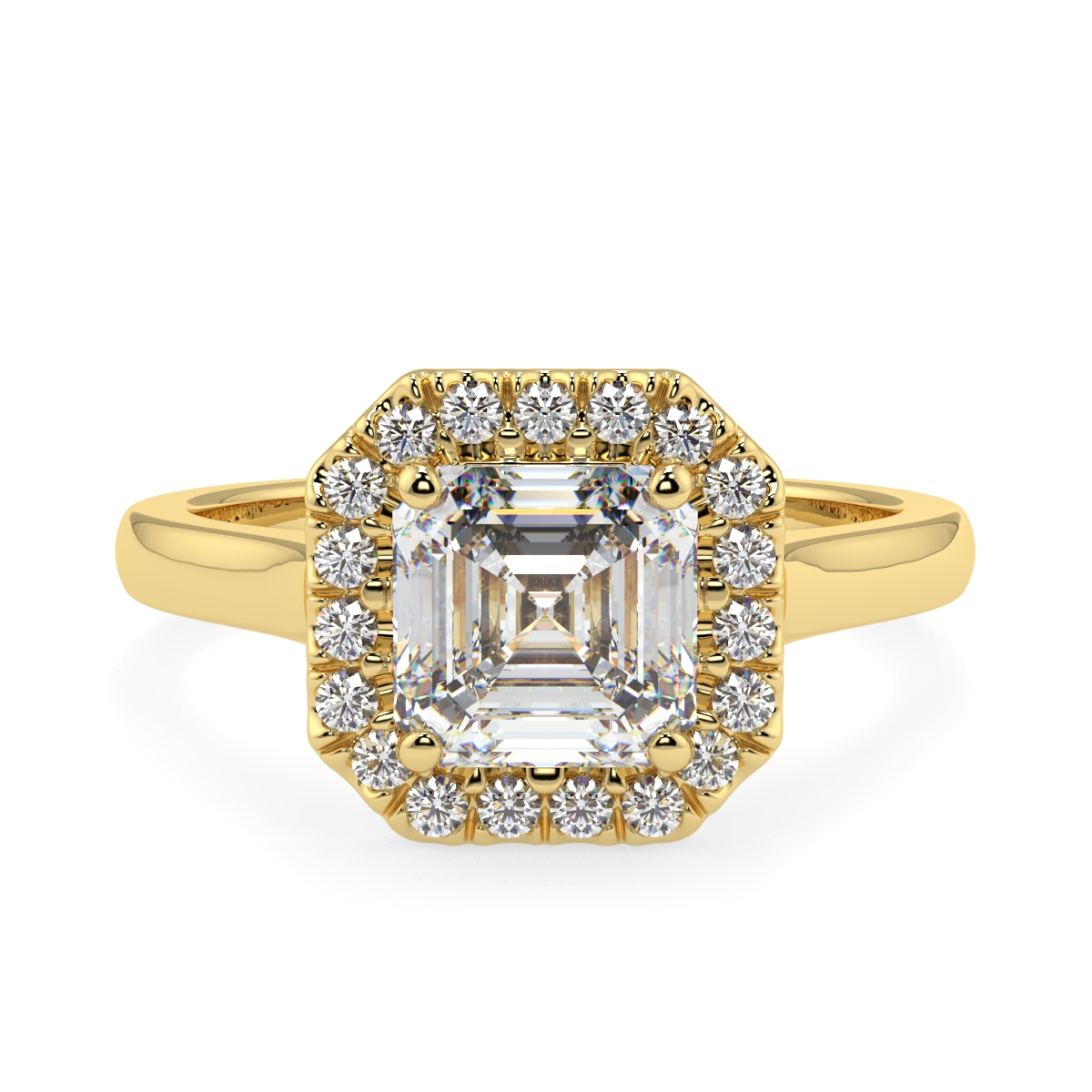 Assher Halo Microset Diamond Ring