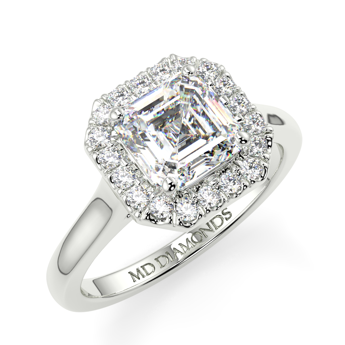 Assher Halo Microset Diamond Ring