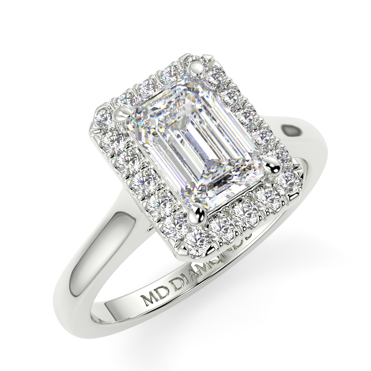 Emerald Microset Halo Diamond Ring