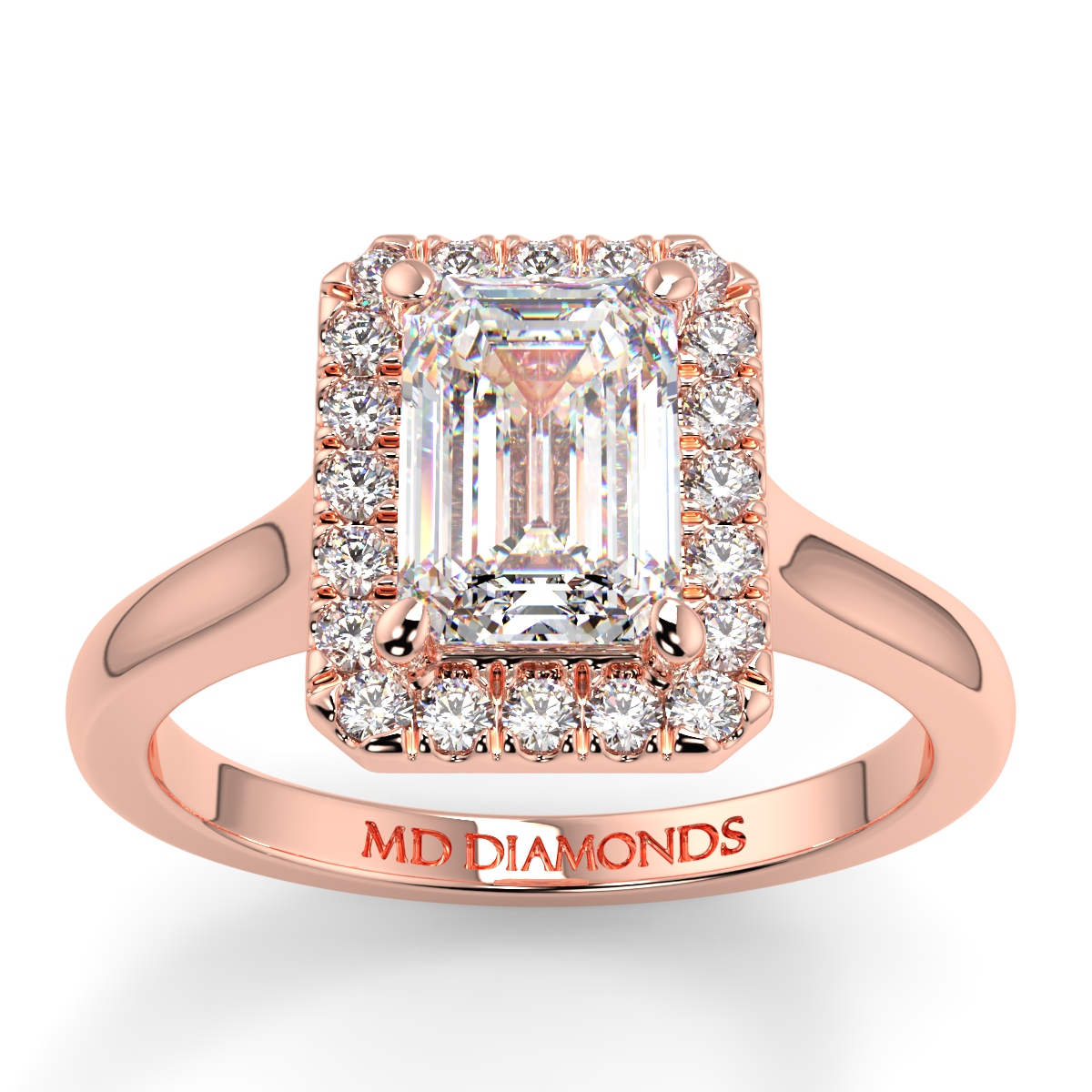 Emerald Microset Halo Diamond Ring