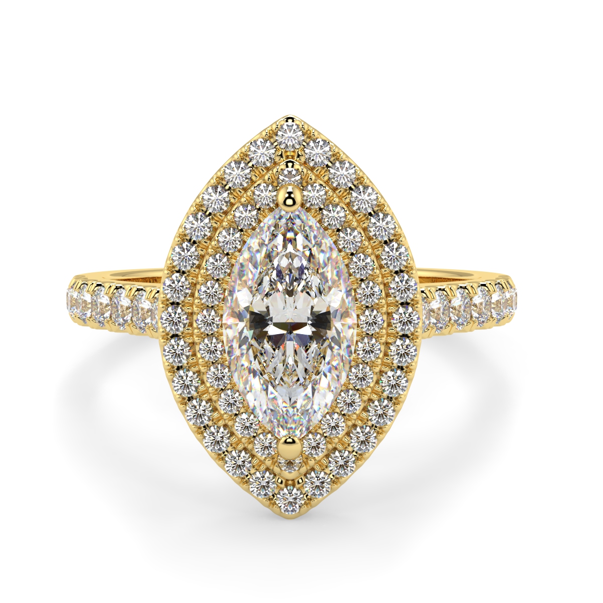 Marquise Microset Double Halo Diamond Ring