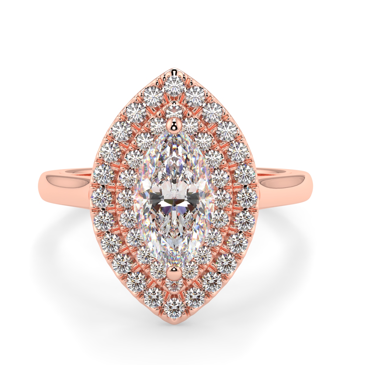 Marquise Microset Double Halo Diamond Ring