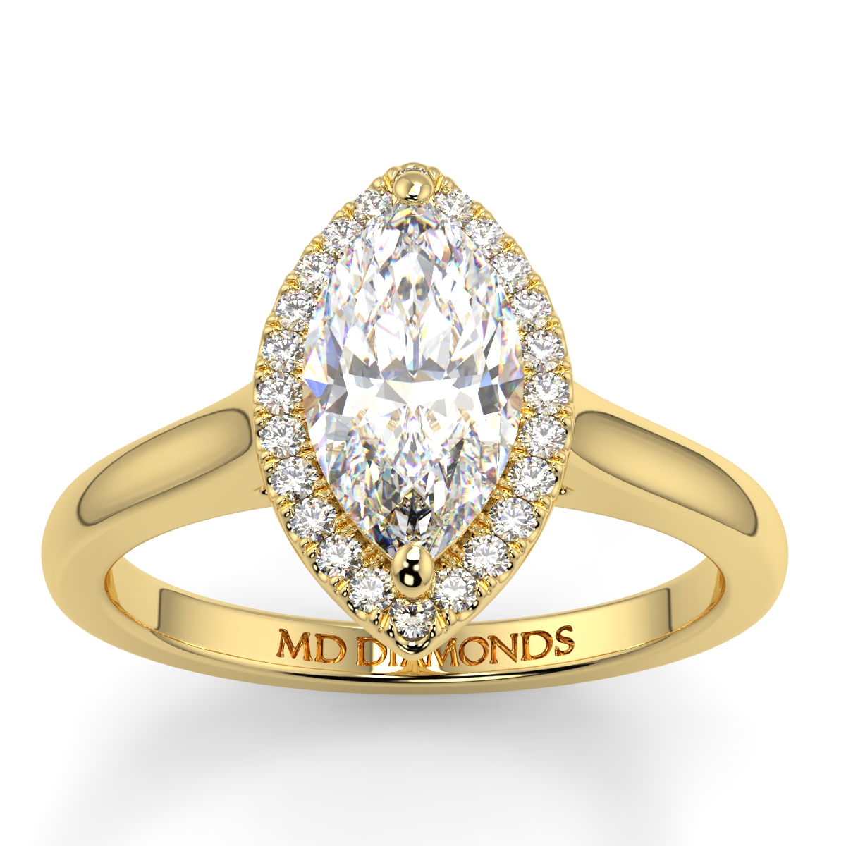 Marquise Microset Single Halo Diamond Ring