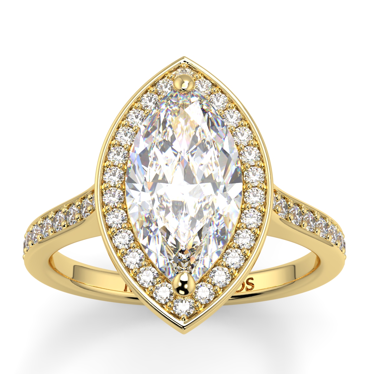 Marquise Microset Single Halo Diamond Ring