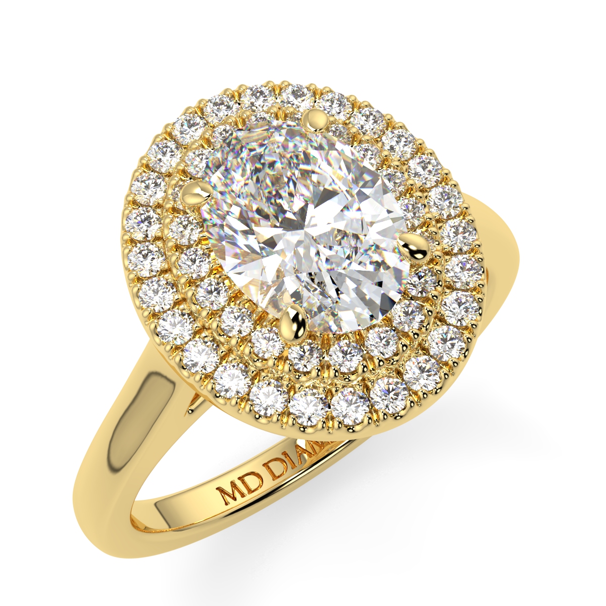 Oval Microset Double Halo Diamond Ring