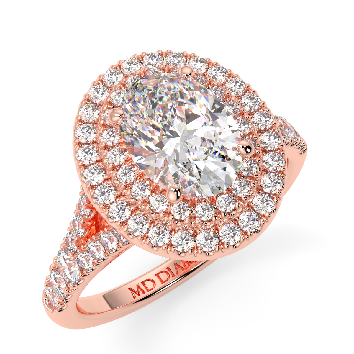 Oval Microset Double Halo Diamond Ring