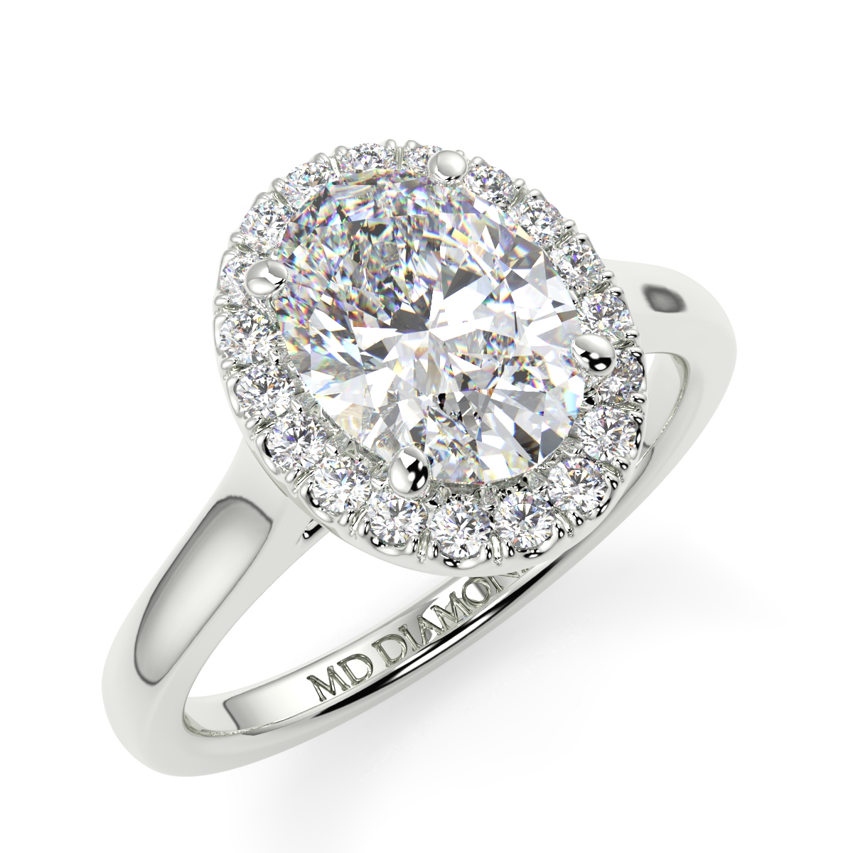 Oval Microset Single Halo Diamond Ring