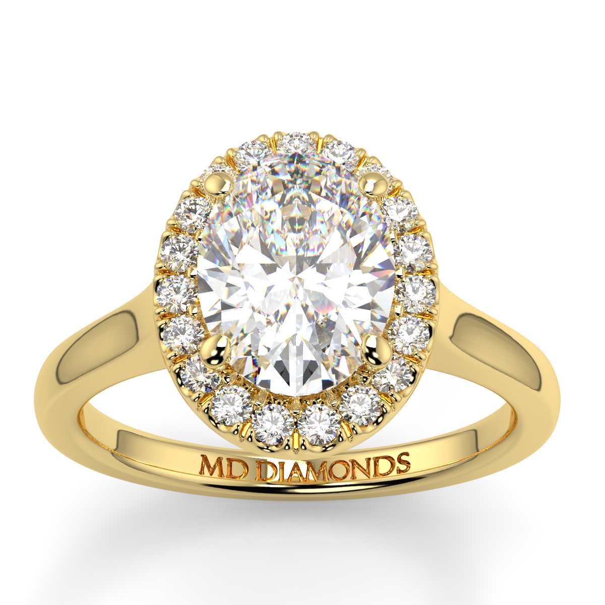 Oval Microset Single Halo Diamond Ring