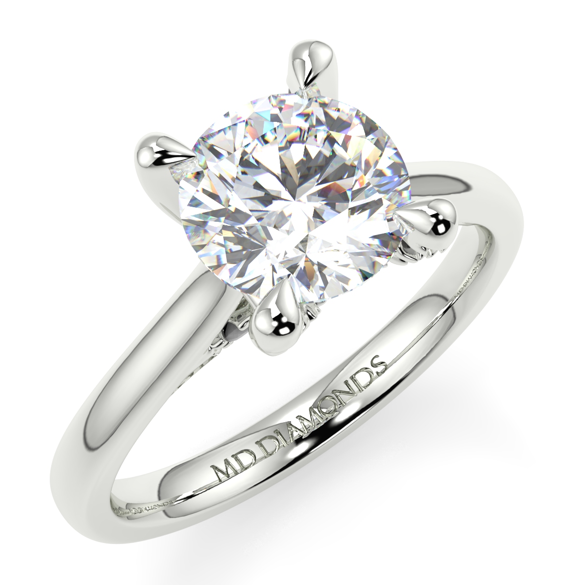 Solitaire Microset Claws Diamond Ring