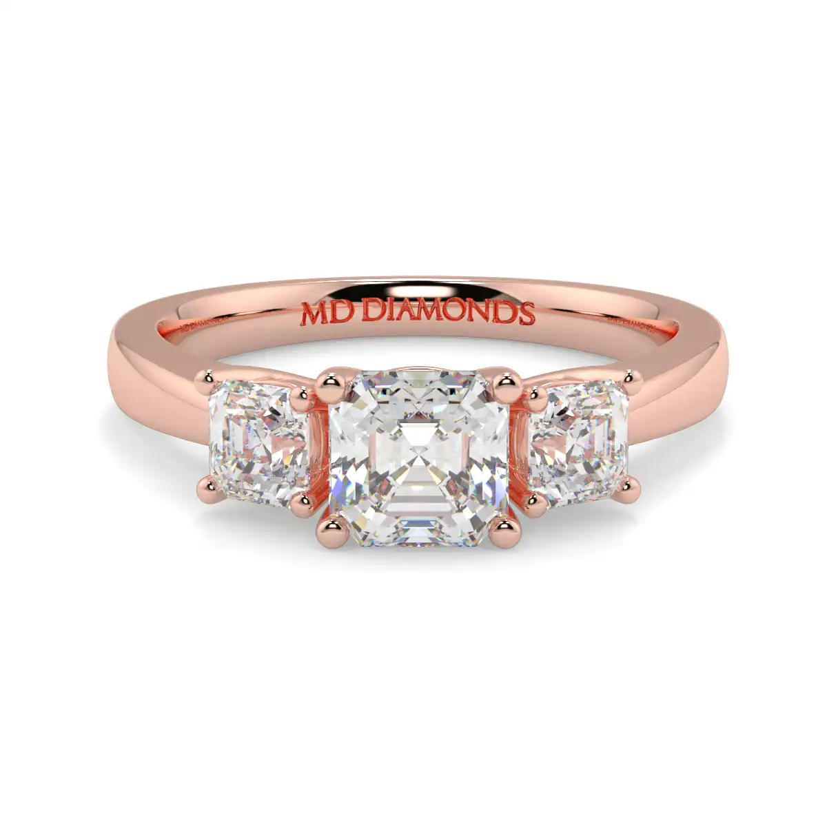 Assher Cut Triology Ring