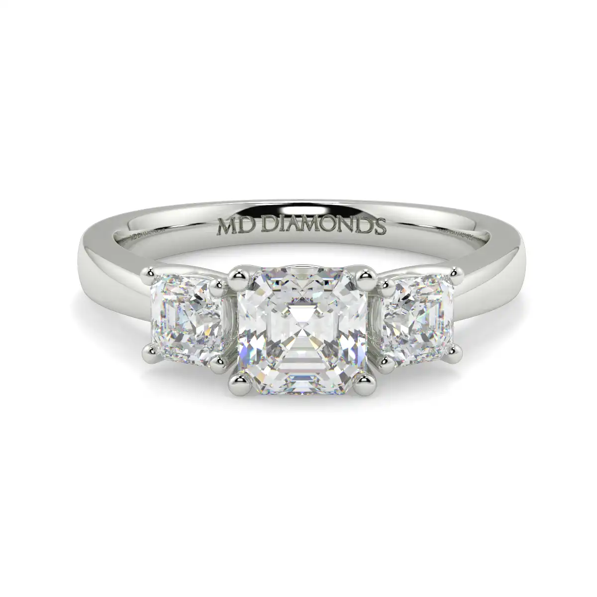 Assher Cut Triology Ring