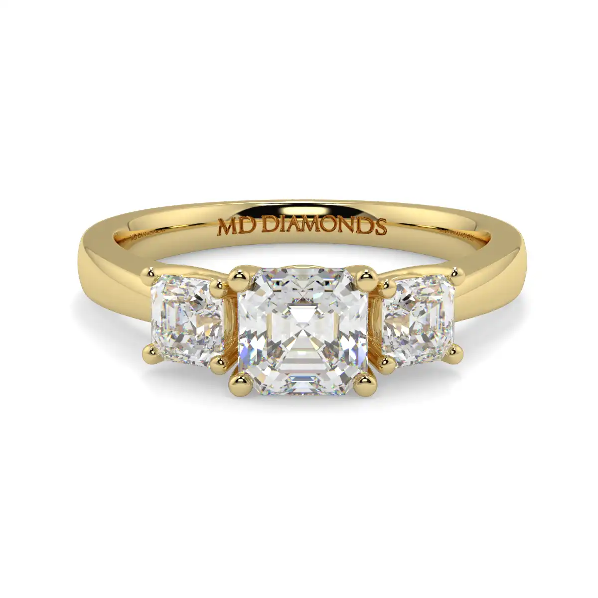 Assher Cut Triology Ring
