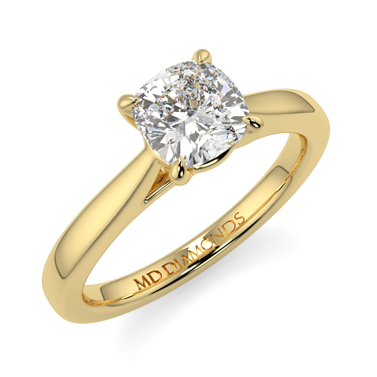 Cushion 4 Claw Solitaire Ring