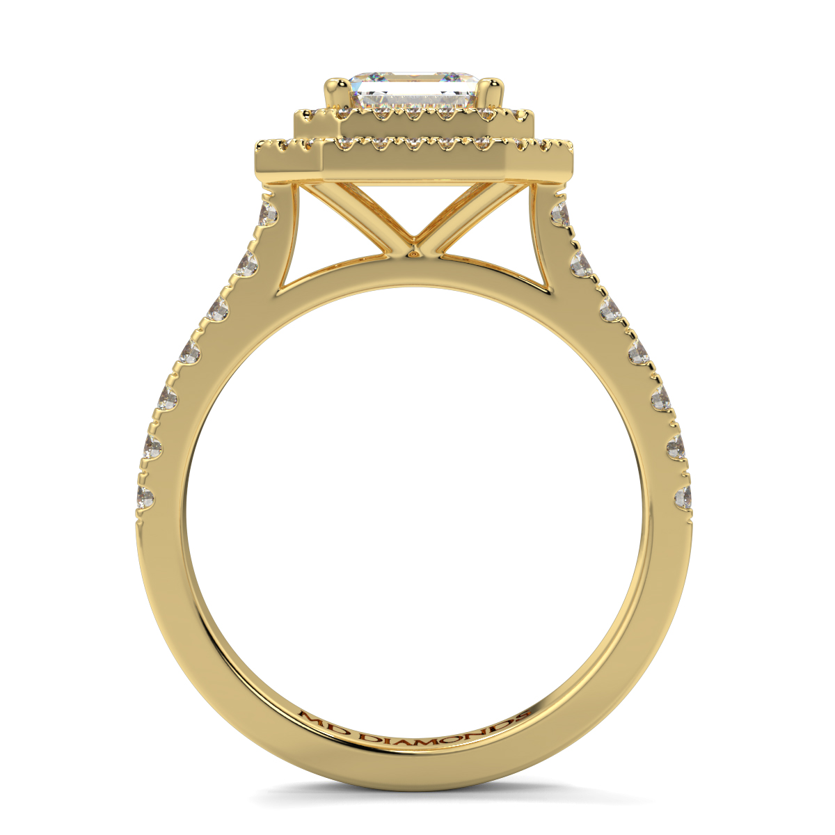 Assher Double Halo With Shoulder Diamond Ring