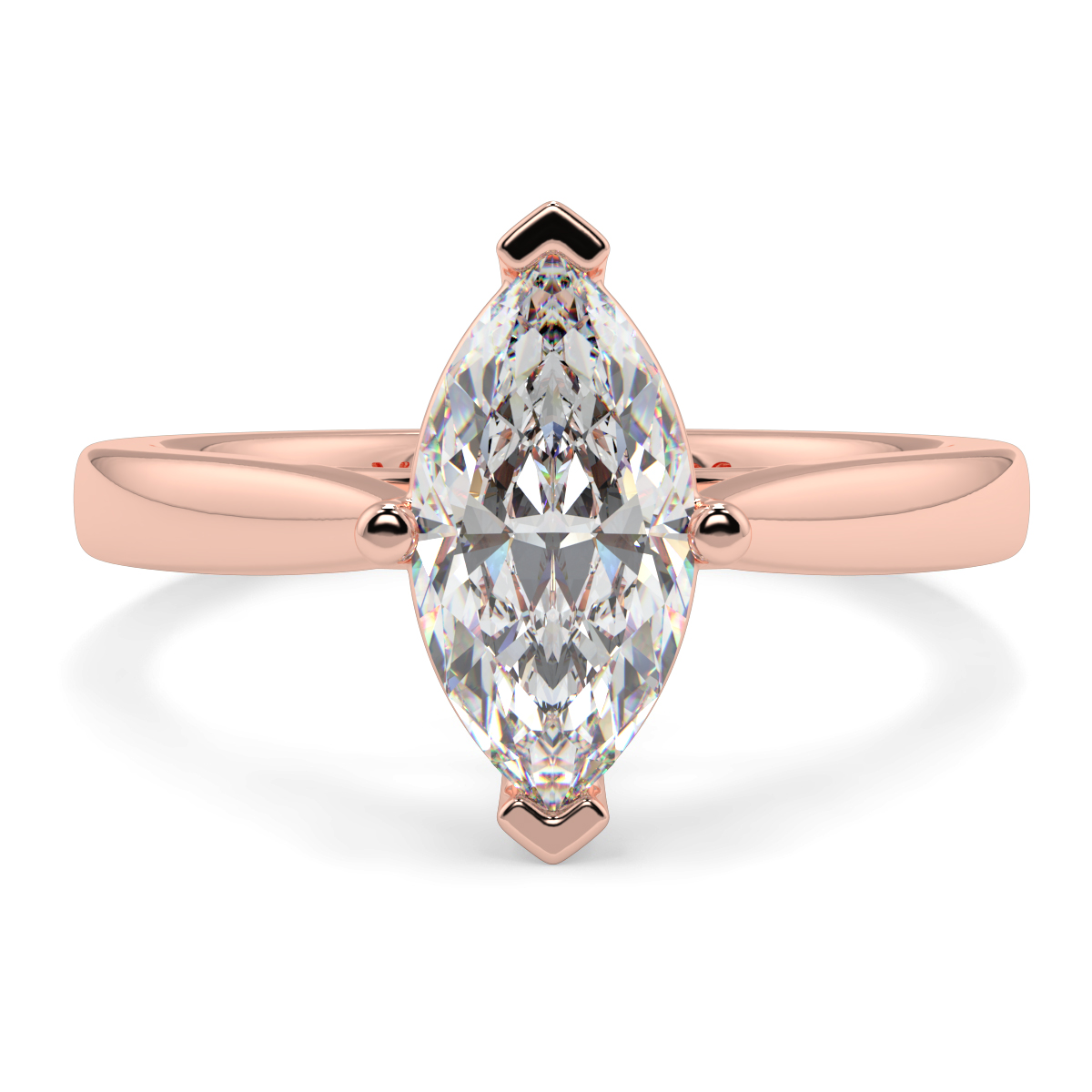 Solitaire 4 Claw Marquise Tappered  Ring