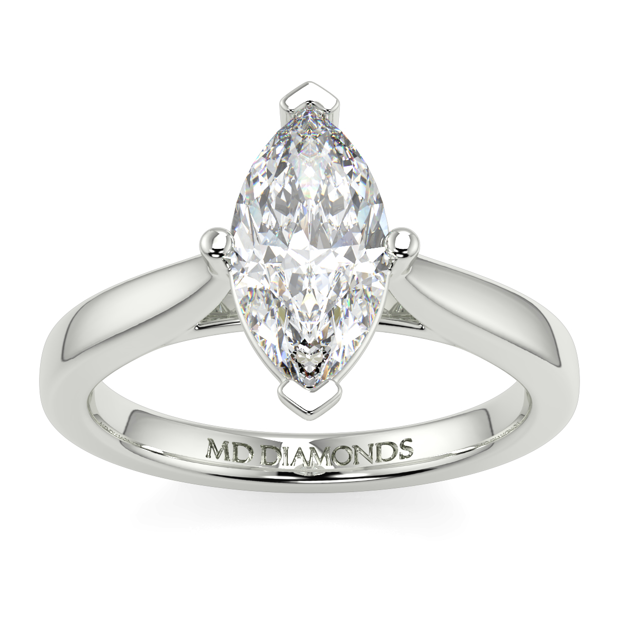 Solitaire 4 Claw Marquise Tappered  Ring