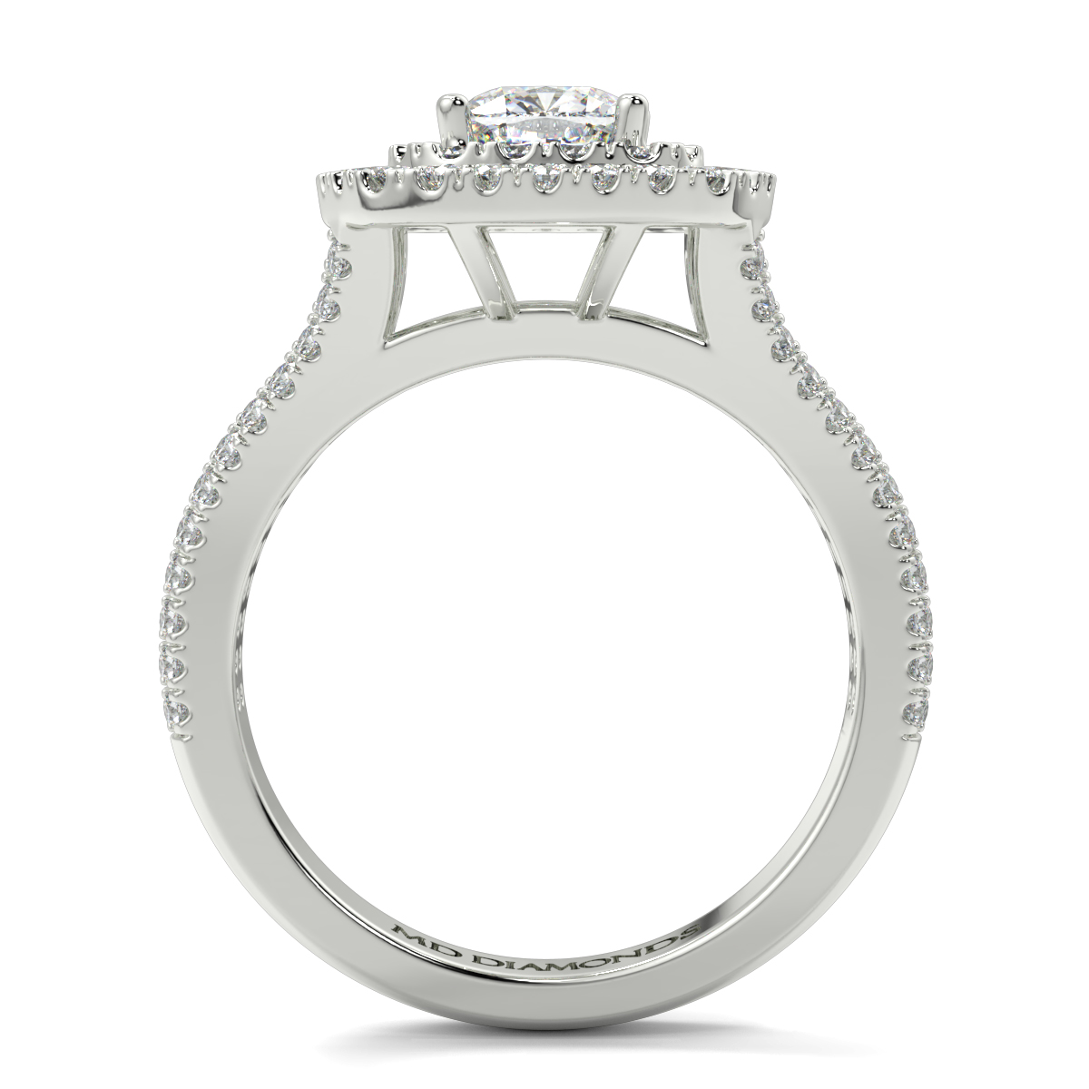 Cushion Double Halo With Shoulder Diamond Ring