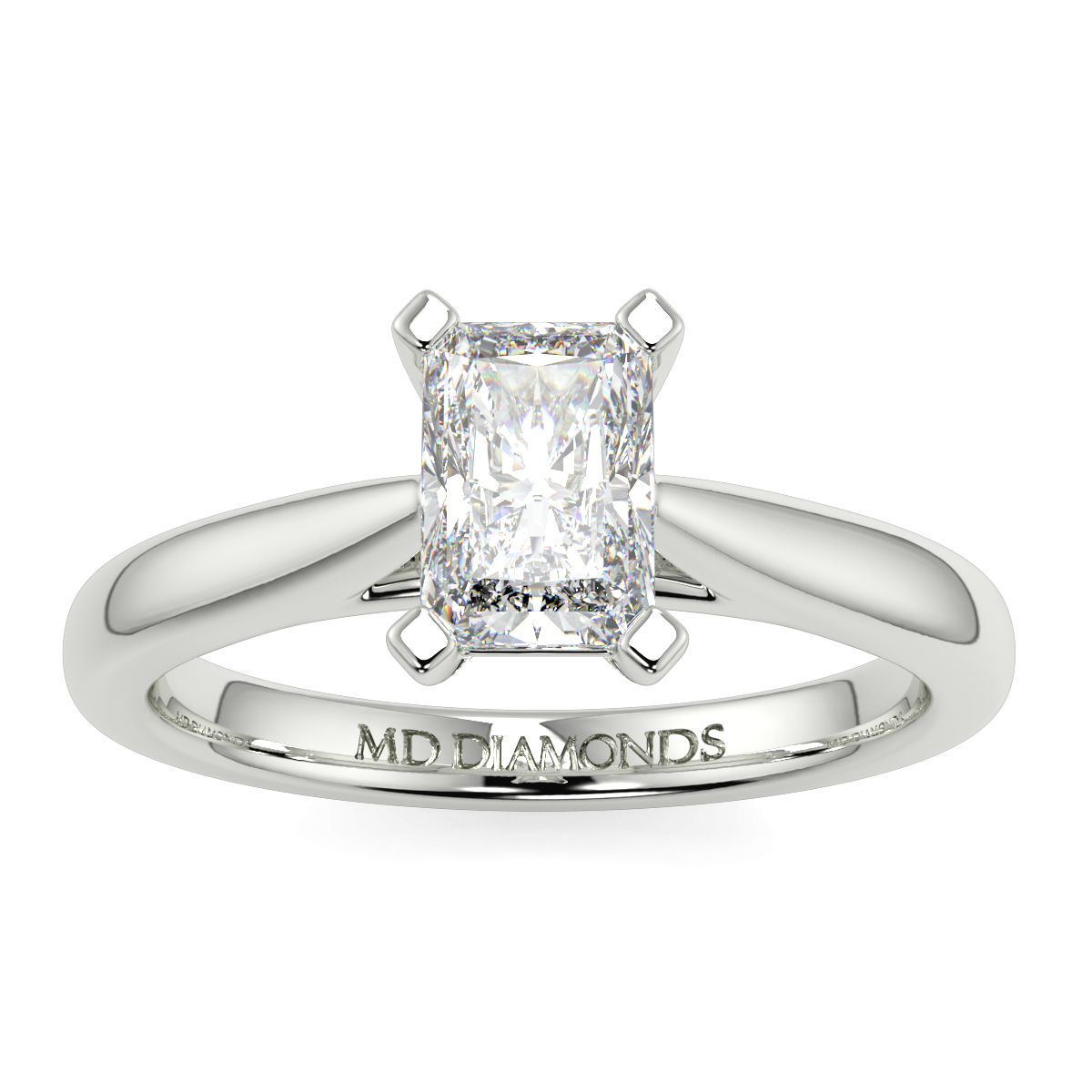 Radiant 4 Claw Solitaire Tappered  Ring