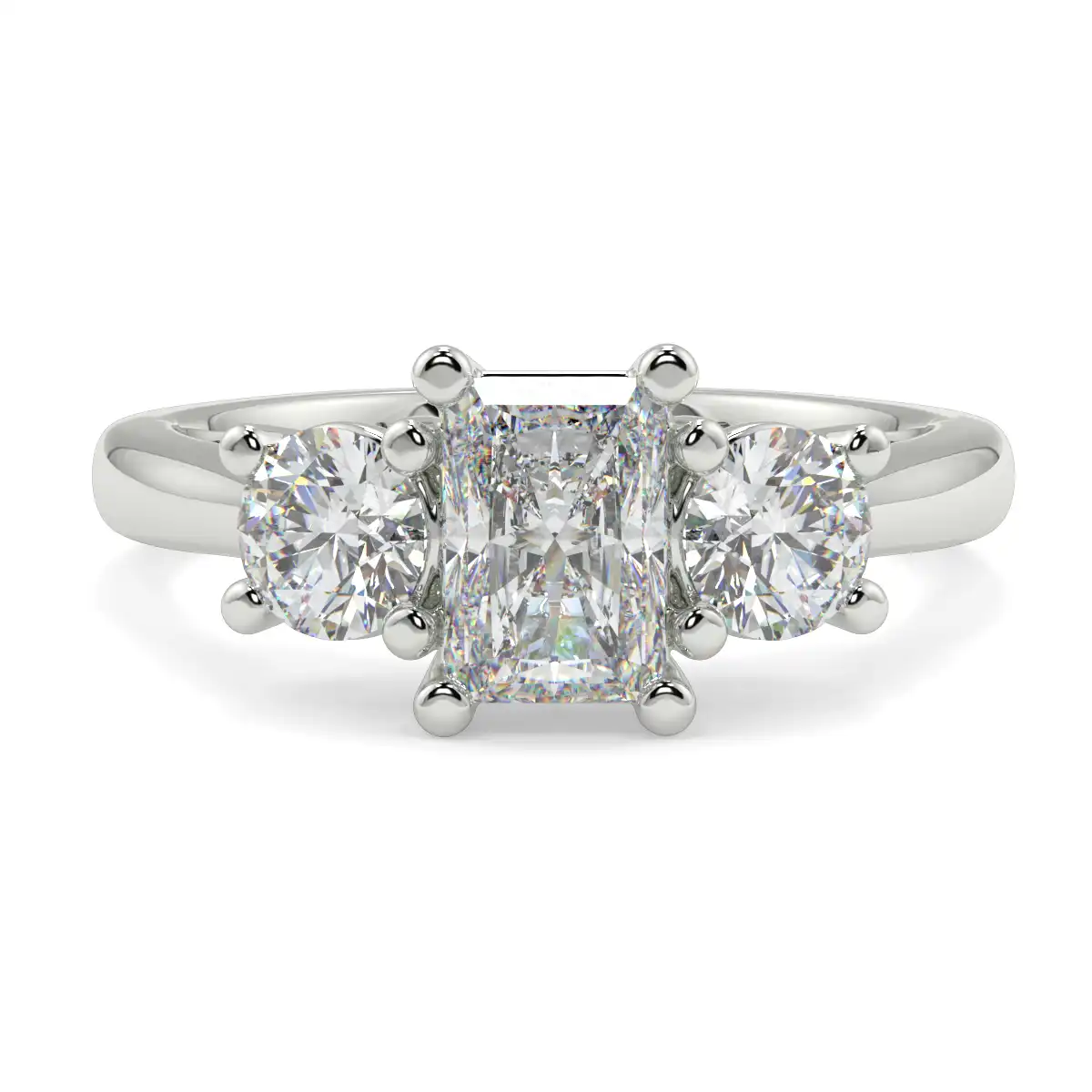 Radiant With Round Trilogy Ring