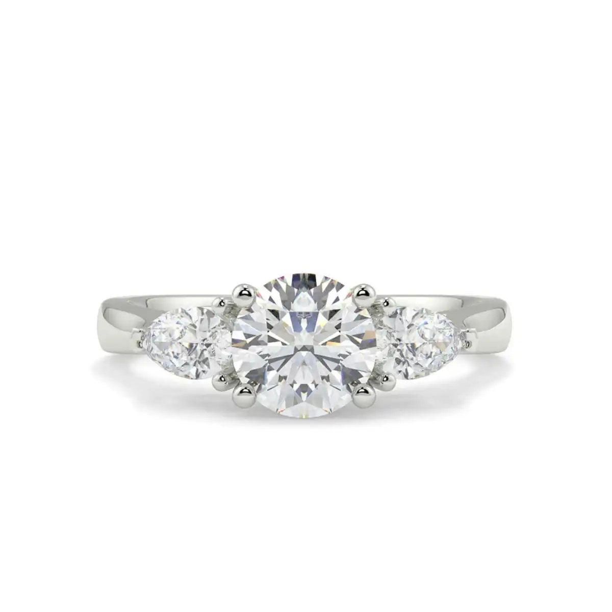 Round With Pear Trilogy Diamond Ring