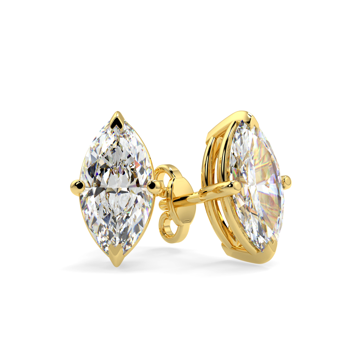 Screw Back Marquise Solitare Earrings