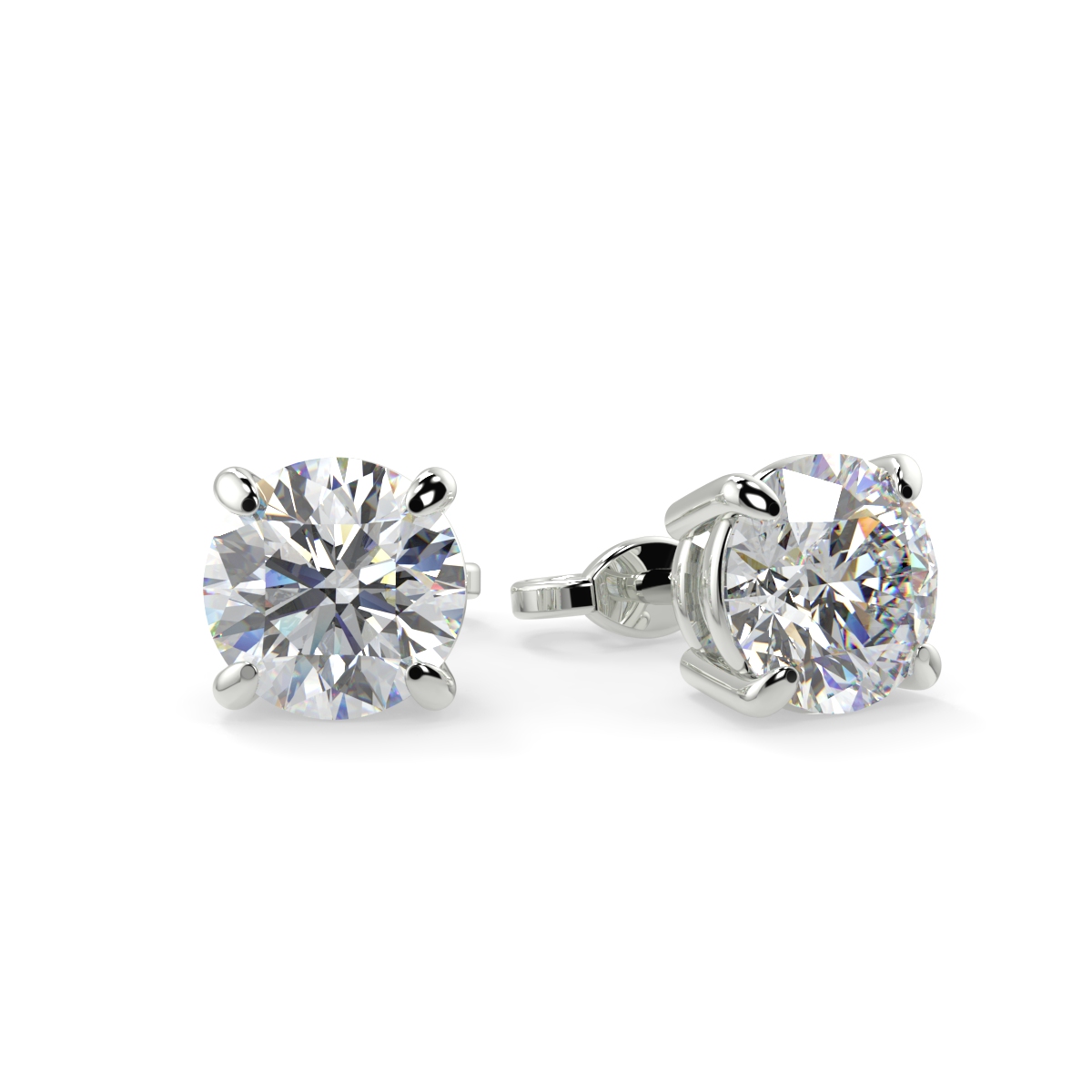 Screw Back Round Solitaire Earrings