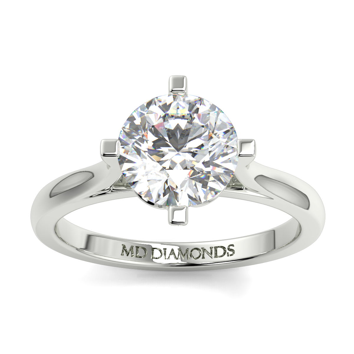 Round Compass Set Solitaire Ring