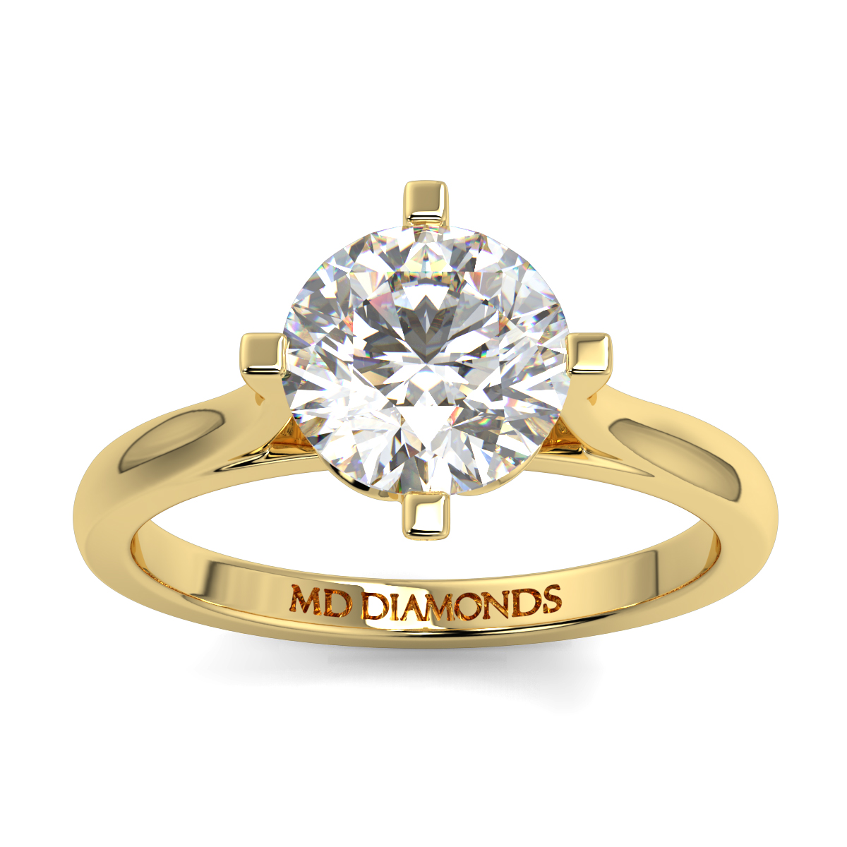 Round Compass Set Solitaire Ring