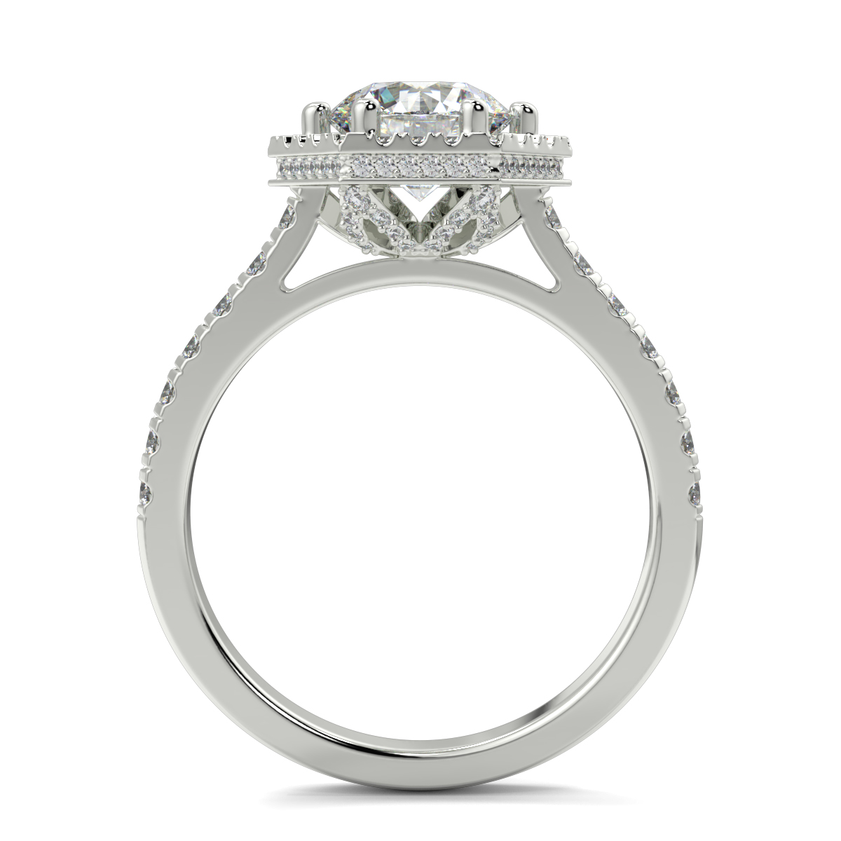 Round Hexa Hiden Halo Diamond Ring