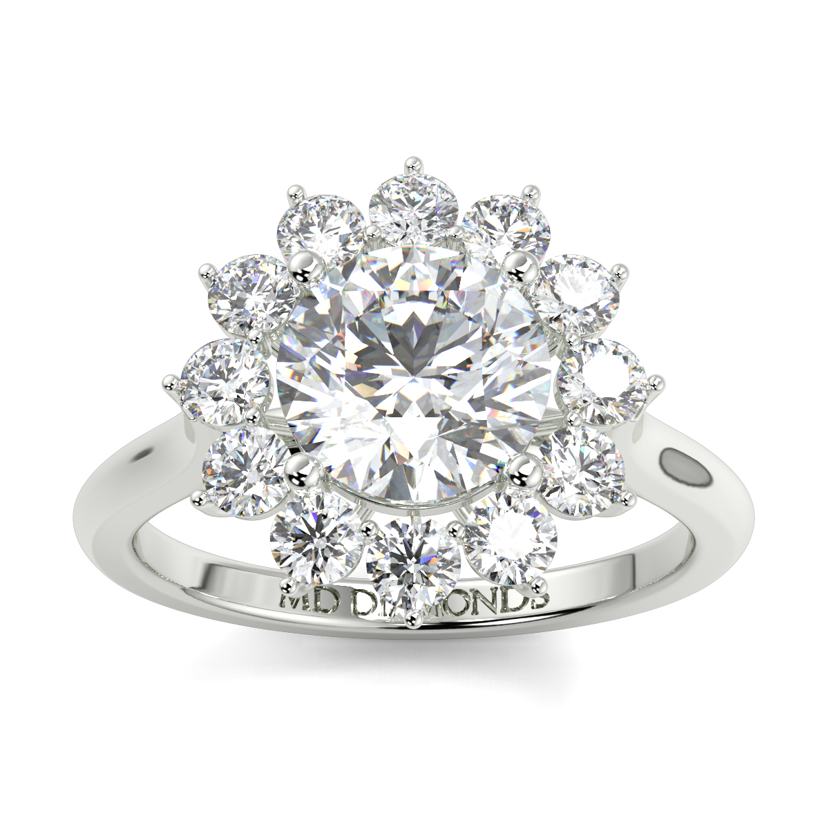 Round Claw Set Halo Diamond Ring