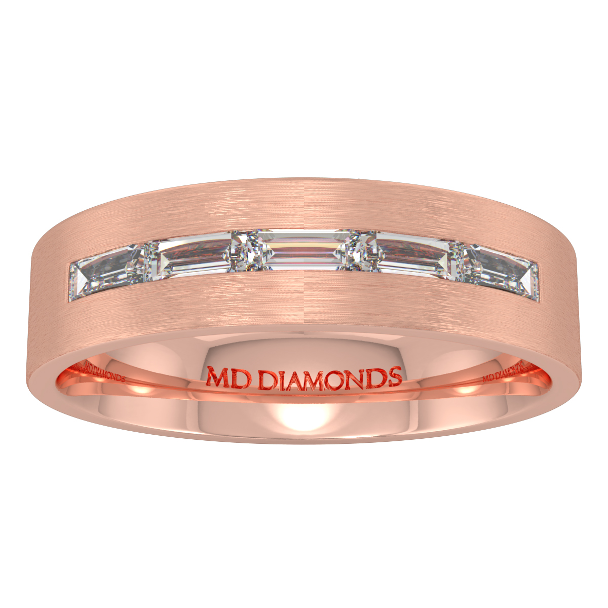 Men's Channel Set Baguette Diamond Wedding Band