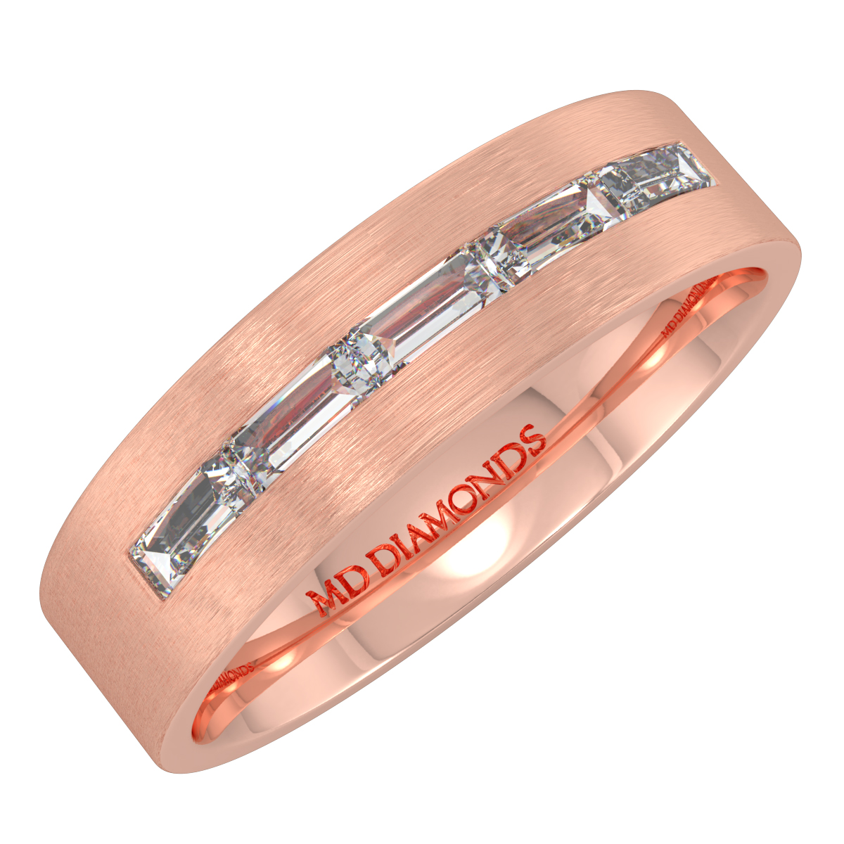 Men's Channel Set Baguette Diamond Wedding Band