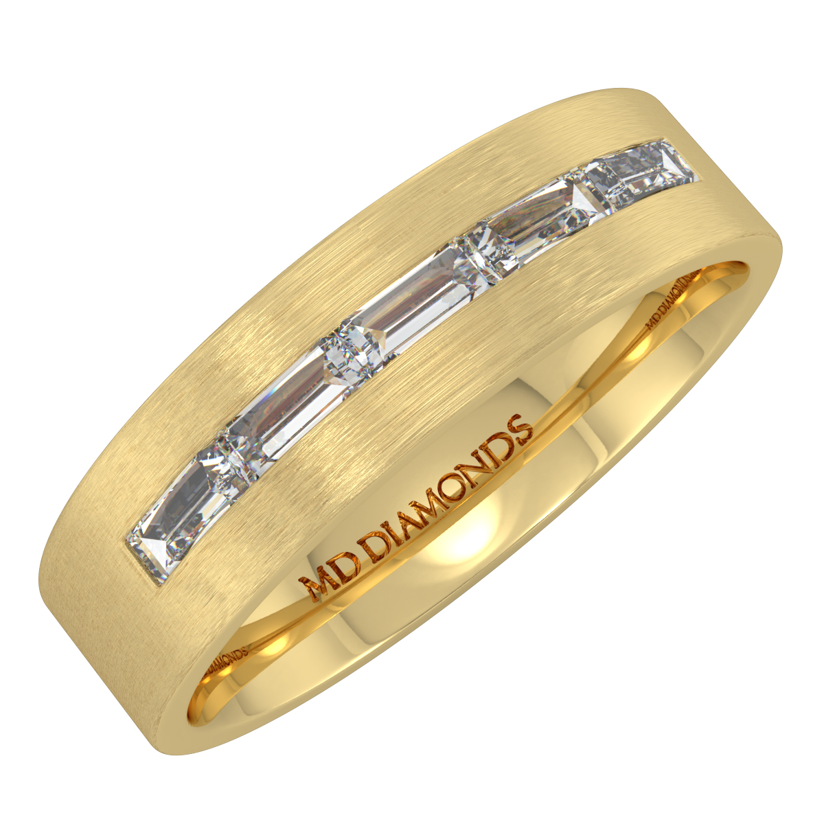 Men's Channel Set Baguette Diamond Wedding Band