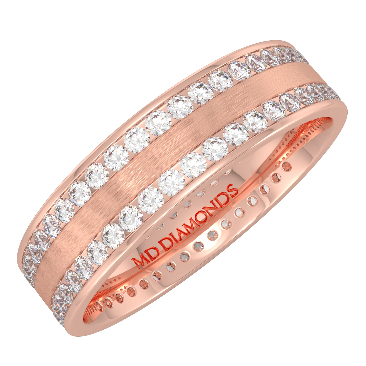 Men's 2 Row Channel Set Diamond Wedding Band