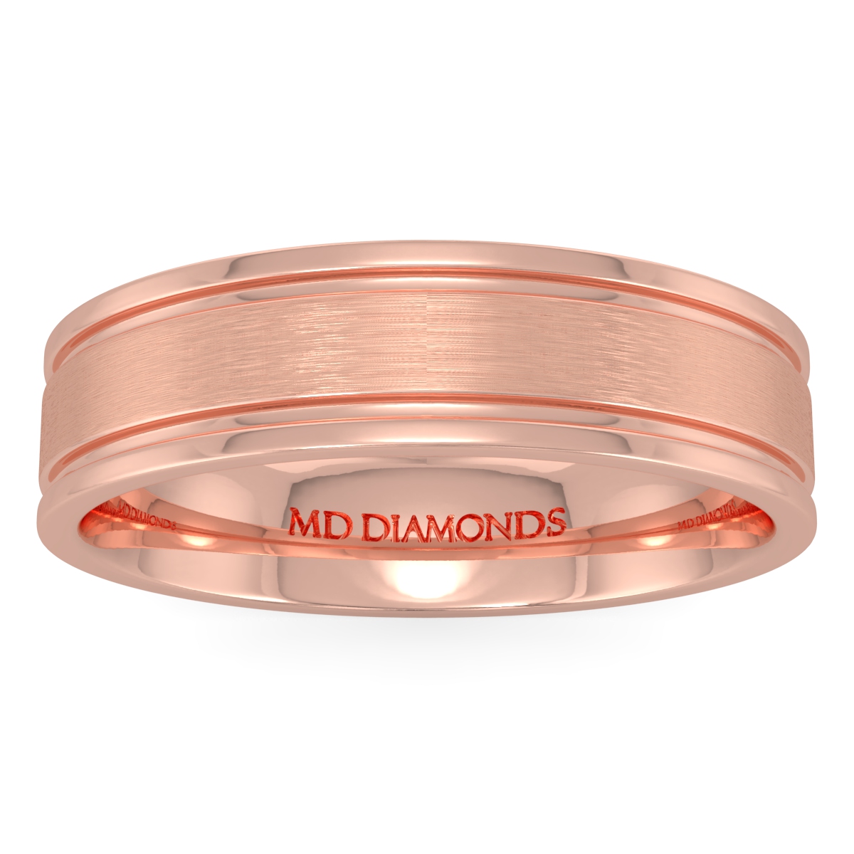Men's Grooved Polished Edges, Satin Finish Centre