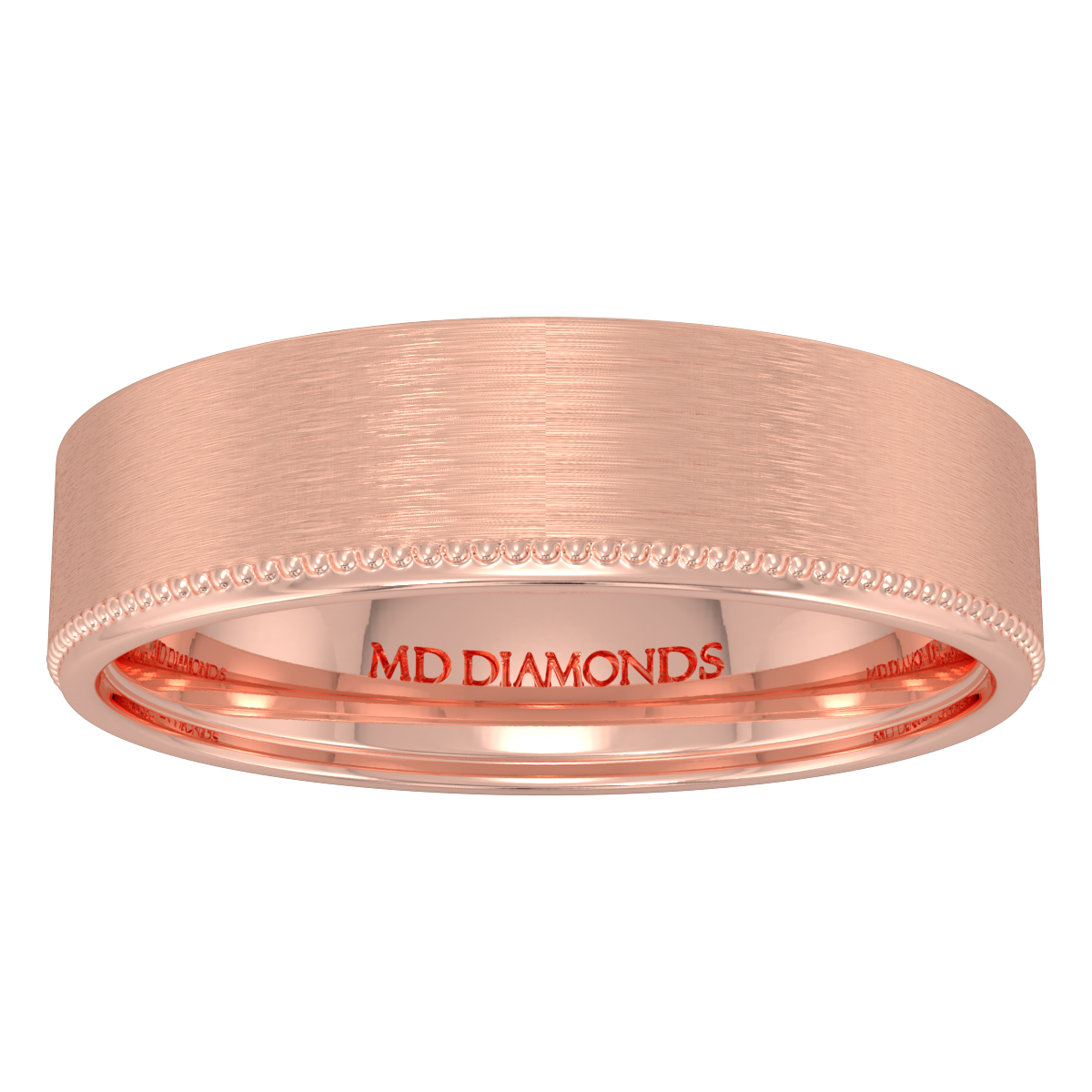 Men's Single Milgrain Satin Finish Wedding Band