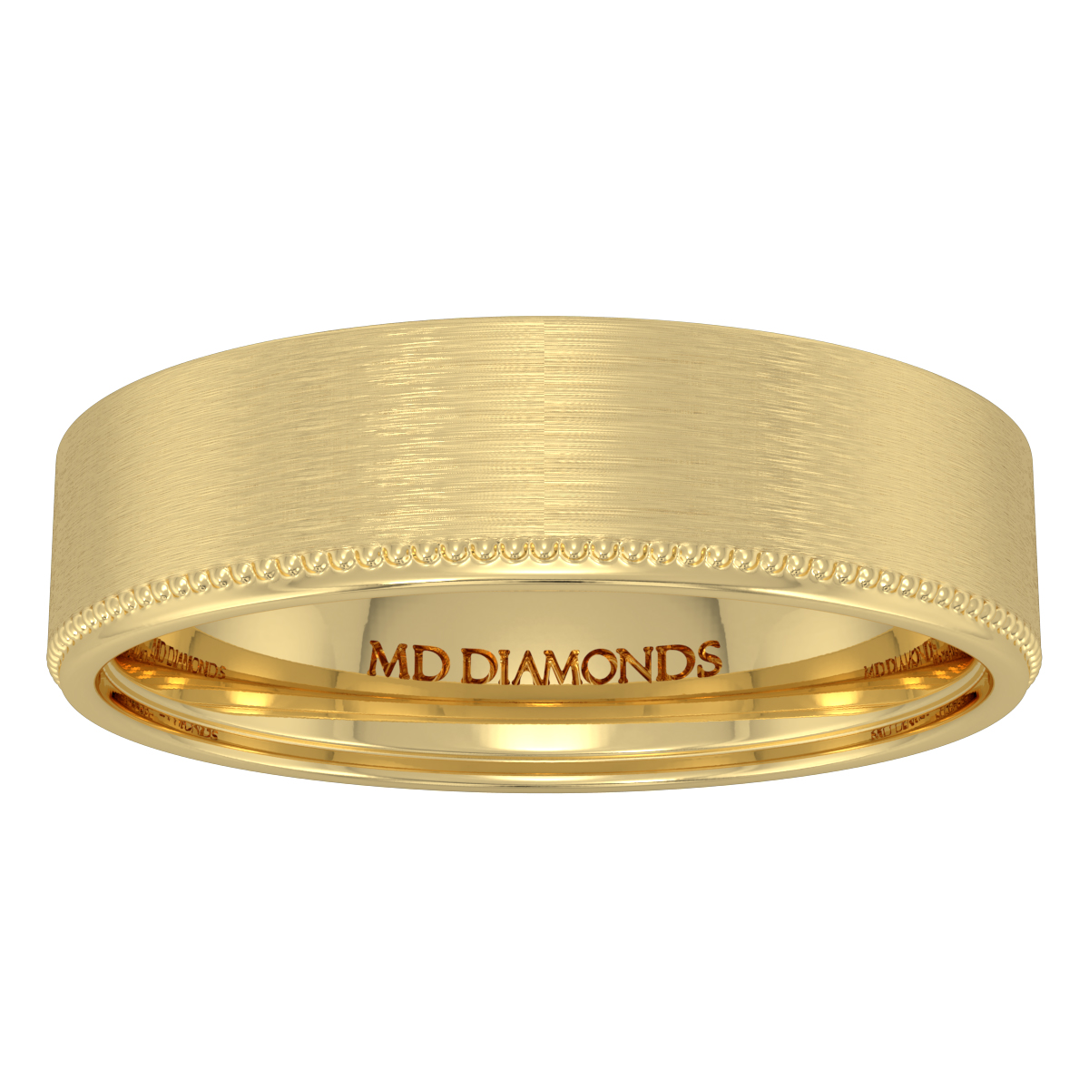 Men's Single Milgrain Satin Finish Wedding Band