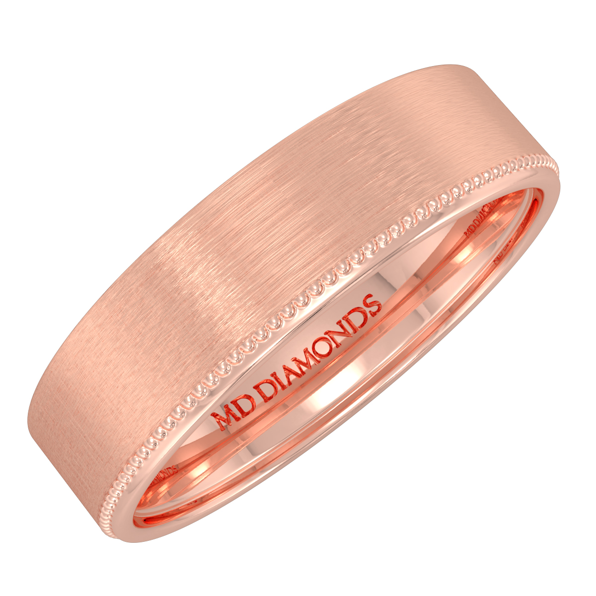 Men's Single Milgrain Satin Finish Wedding Band