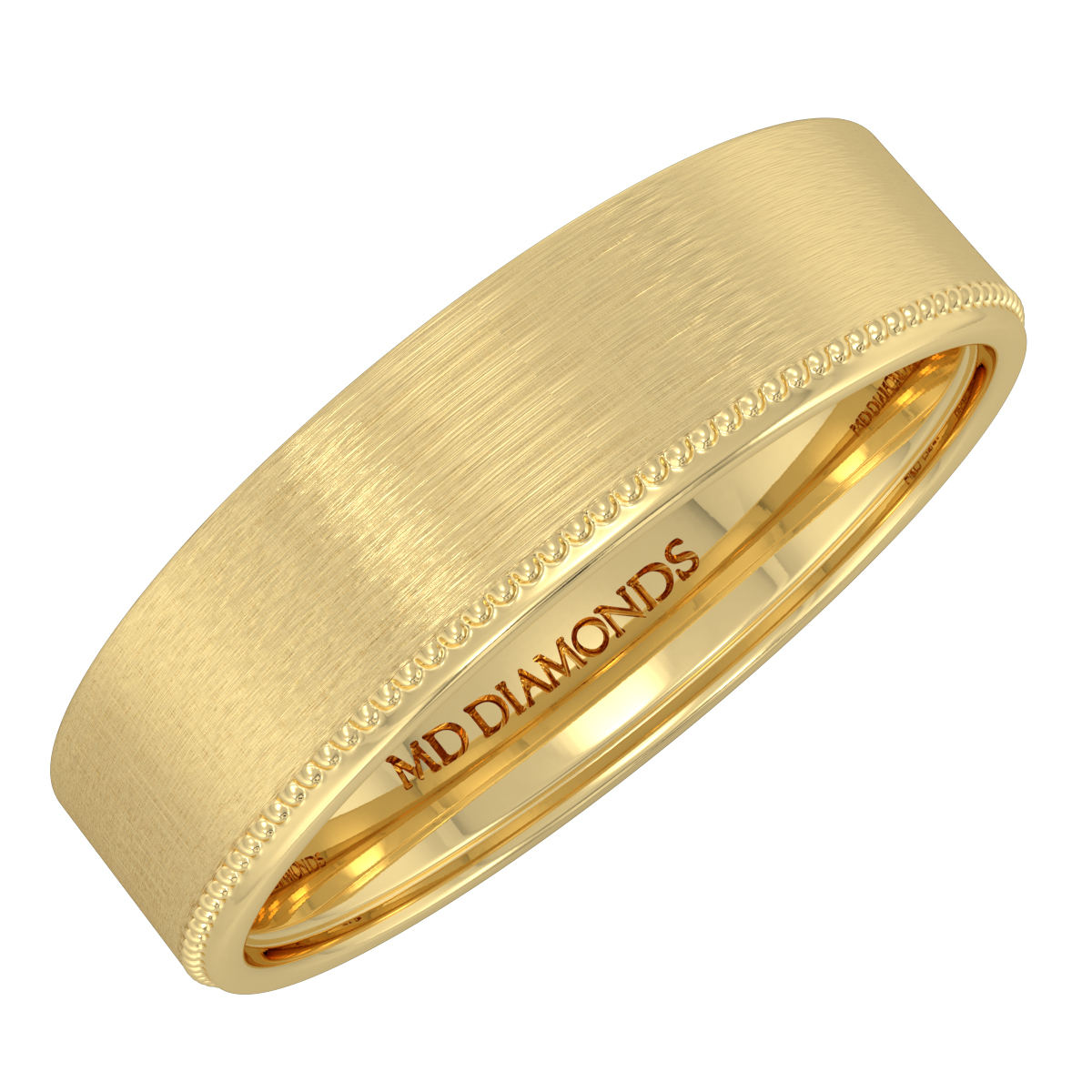 Men's Single Milgrain Satin Finish Wedding Band