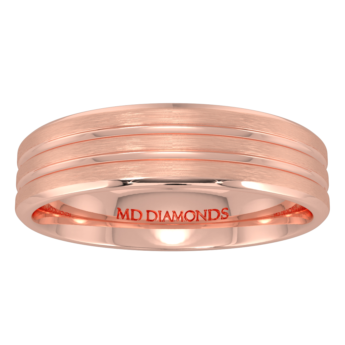 Men's Two Grooves Centre, Satin Finish