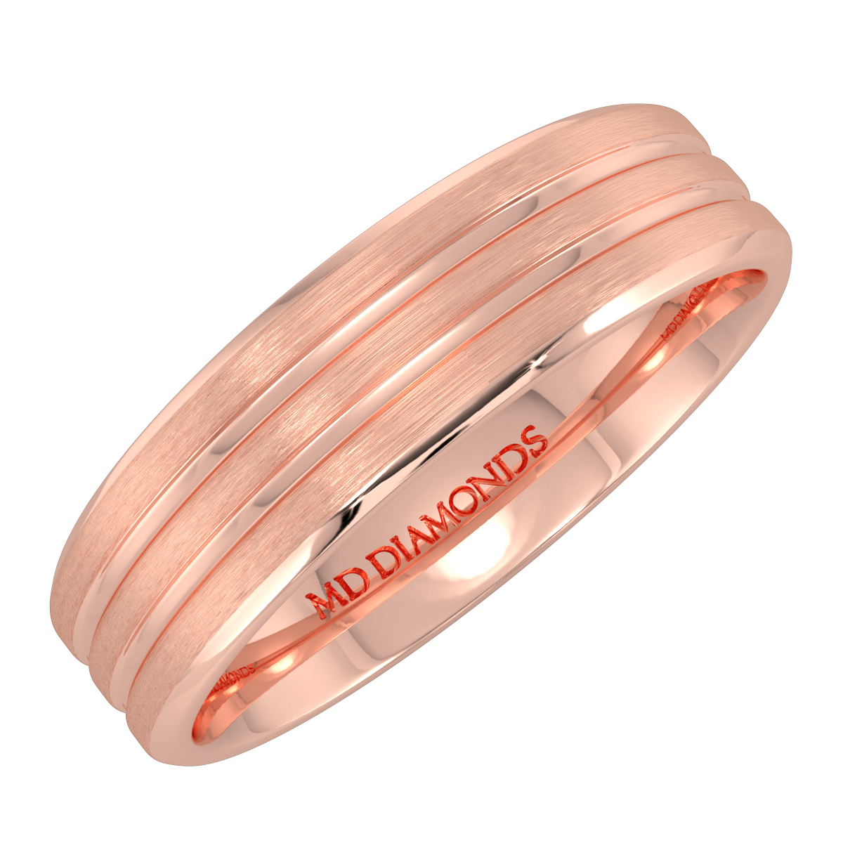 Men's Two Grooves Centre, Satin Finish