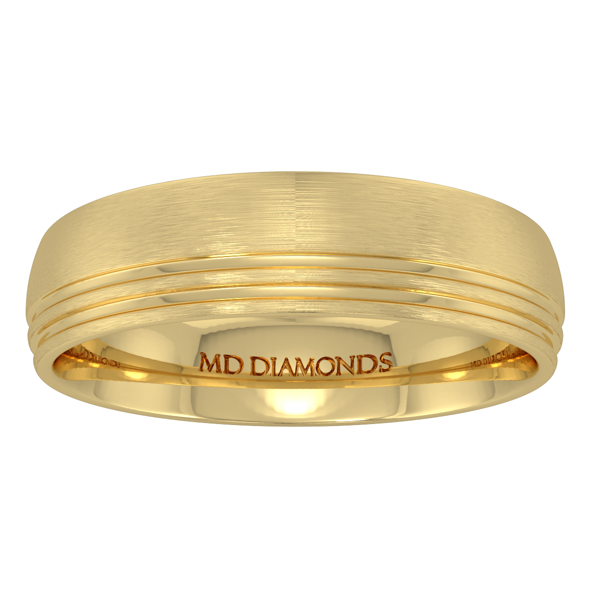 Men's Court Shape Double Groove Matt Finish Wedding Band