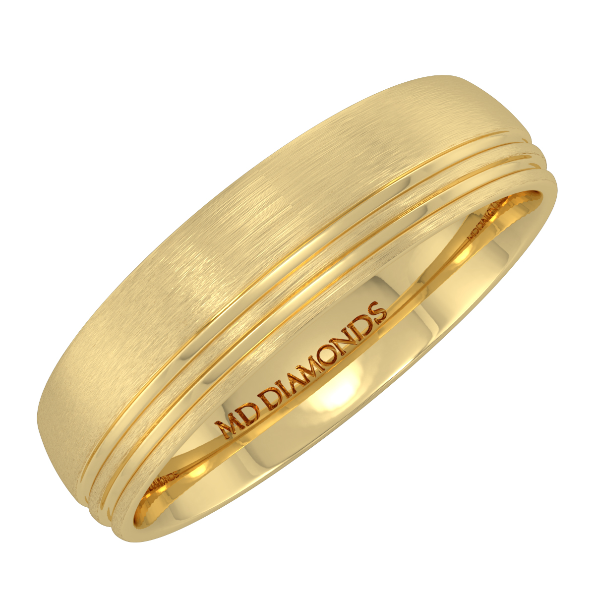 Men's Court Shape Double Groove Matt Finish Wedding Band