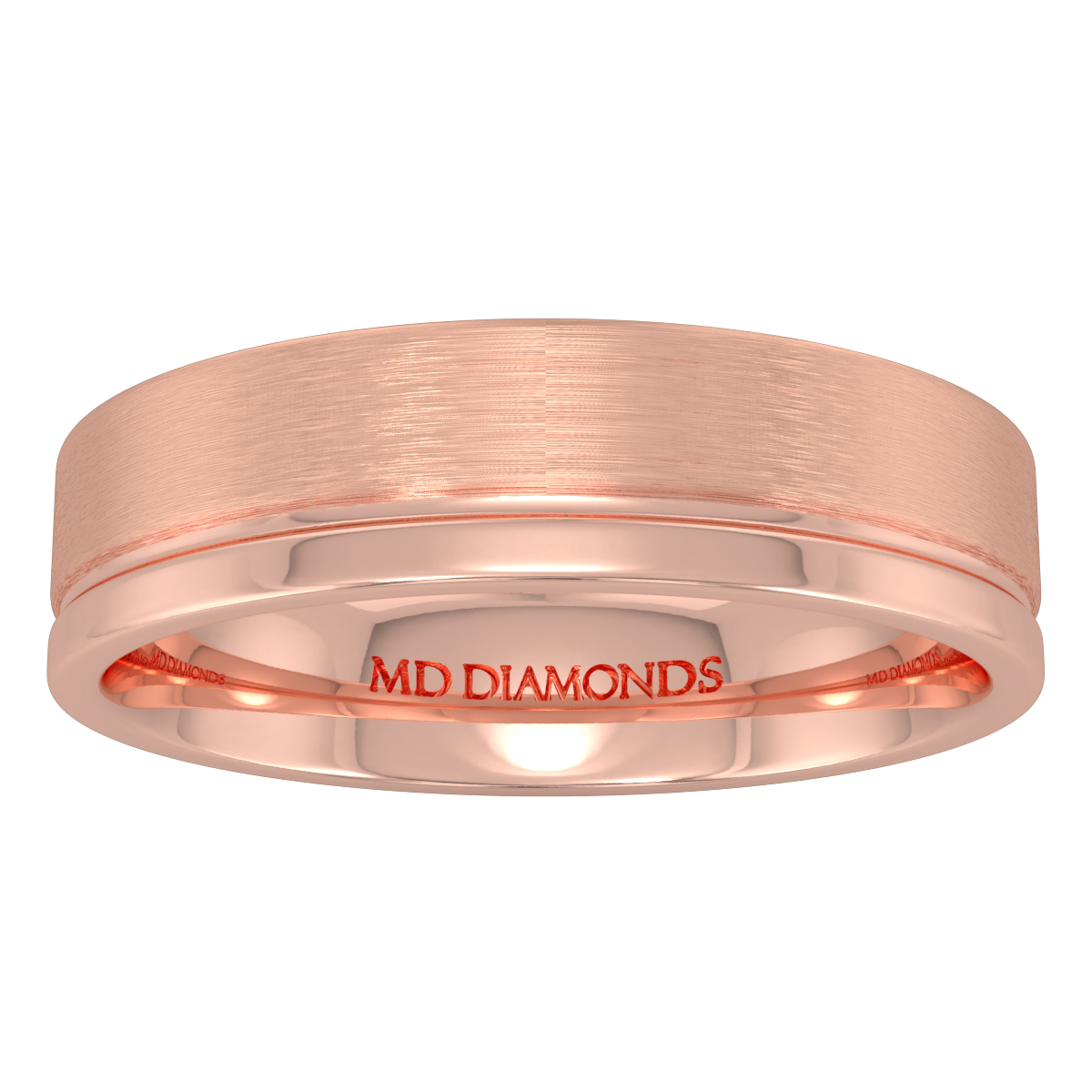 Men's Single Grooved Matt And Shiny Wedding Band