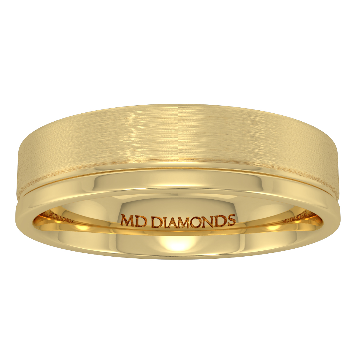 Men's Single Grooved Matt And Shiny Wedding Band